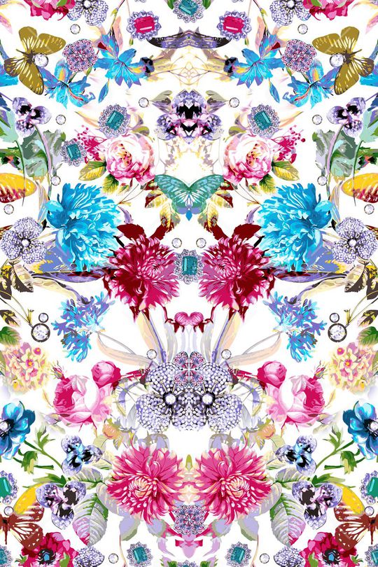 白底花卉印花华亿平台图片