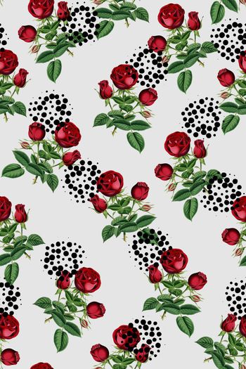 534846-田园风红玫瑰写实花卉2017女装连