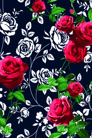 时尚玫瑰花印花华亿平台图片