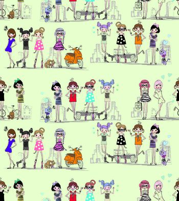 535029-卡通时尚小模特