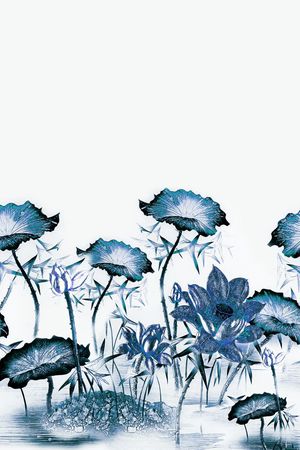 原创 定位 时尚 立体 金属 雕刻 荷塘印花华亿平台图片