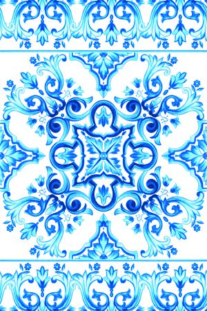 复古青花瓷印花华亿平台图片