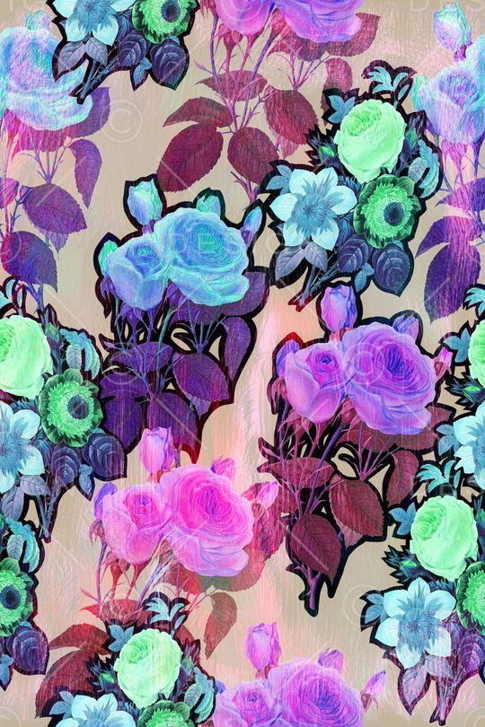 彩色玫瑰印花华亿平台图片