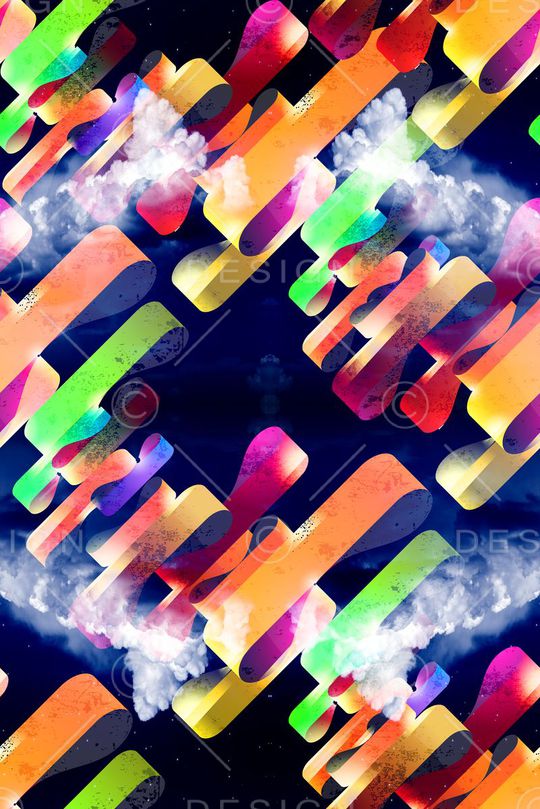 彩色飘带印花华亿平台图片