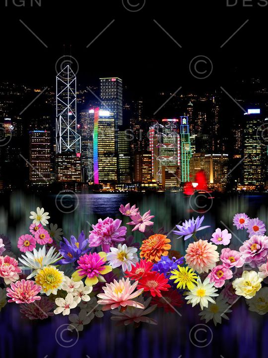 城市夜景印花华亿平台图片