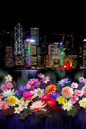 城市夜景印花华亿平台图片