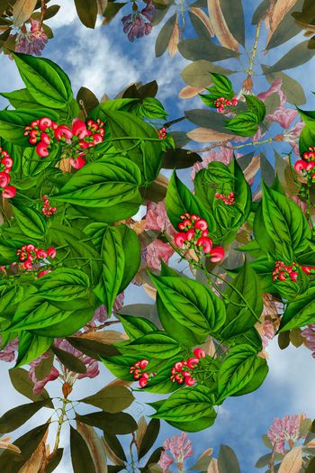 树叶印花华亿平台图片