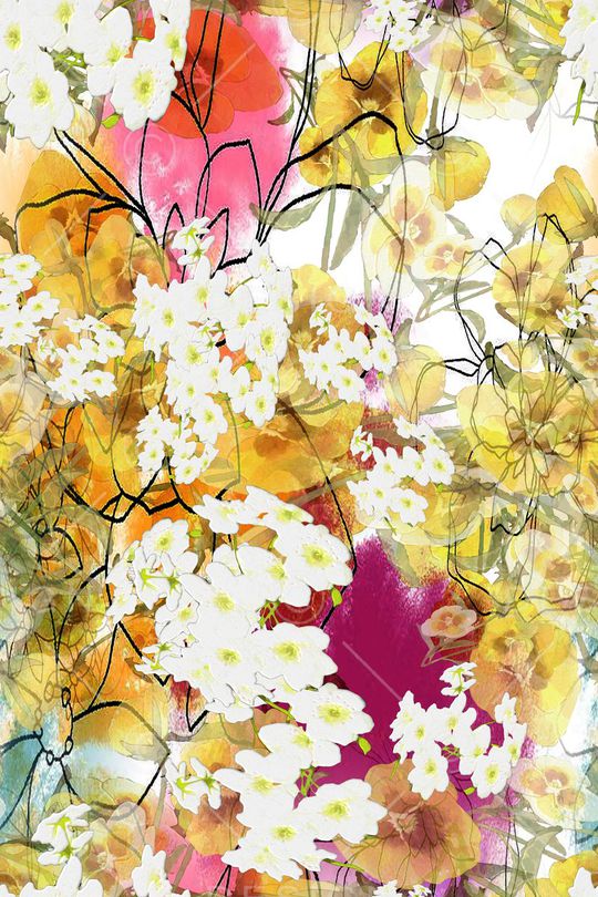 叠加花卉印花华亿平台图片