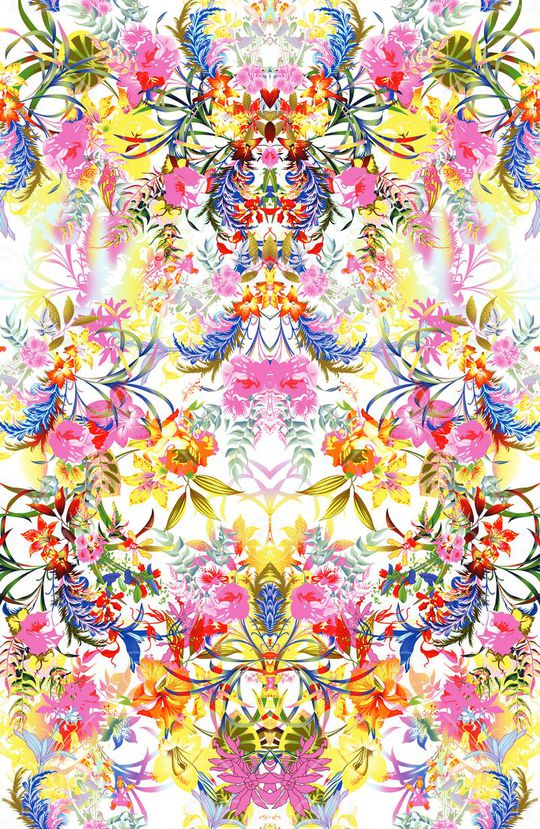 白底小叶花印花华亿平台图片