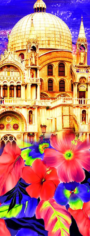 杜嘉班娜印花  威尼斯建筑   手绘花卉   大牌印花印花华亿平台图片