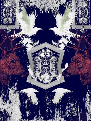 535823-鬼脸鹿飞鸟欧式立体花雕塑石膏花纹组