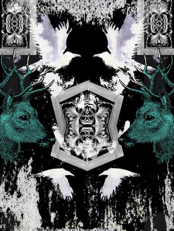 535824-鬼脸鹿飞鸟欧式立体花雕塑石膏花纹组