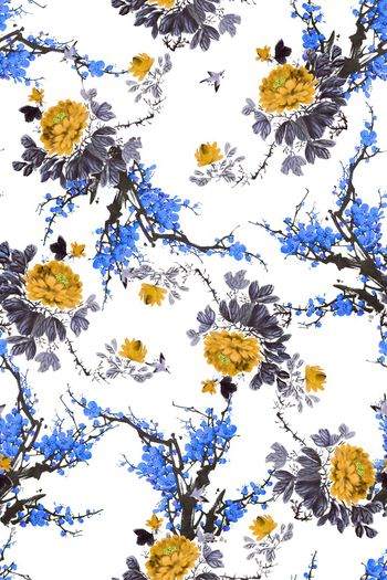 535871-中国风水墨牡丹梅花女装旗袍华亿平台