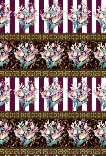 535989-	条子手绘彩墨花