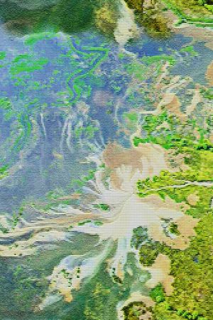 绿色湖泊  大理石纹理  青山绿水  春意印花华亿平台图片