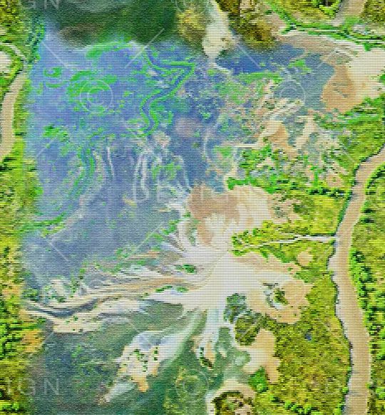 绿色湖泊  大理石纹理  青山绿水  春意印花华亿平台图片