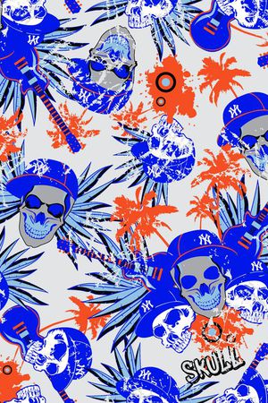 骷髅头男装华亿平台印花华亿平台图片