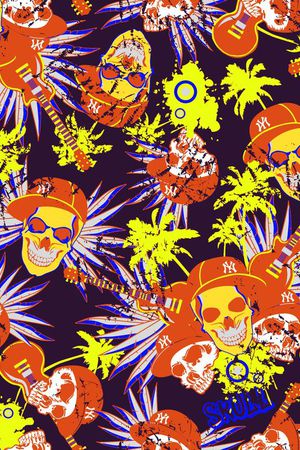 骷髅头男装华亿平台印花华亿平台图片