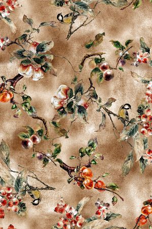 工笔果实印花华亿平台图片