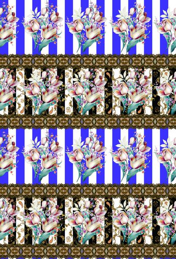 536350-	条子手绘彩墨花