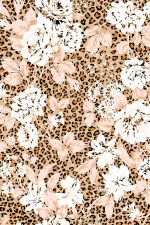 豹纹组合印花华亿平台图片