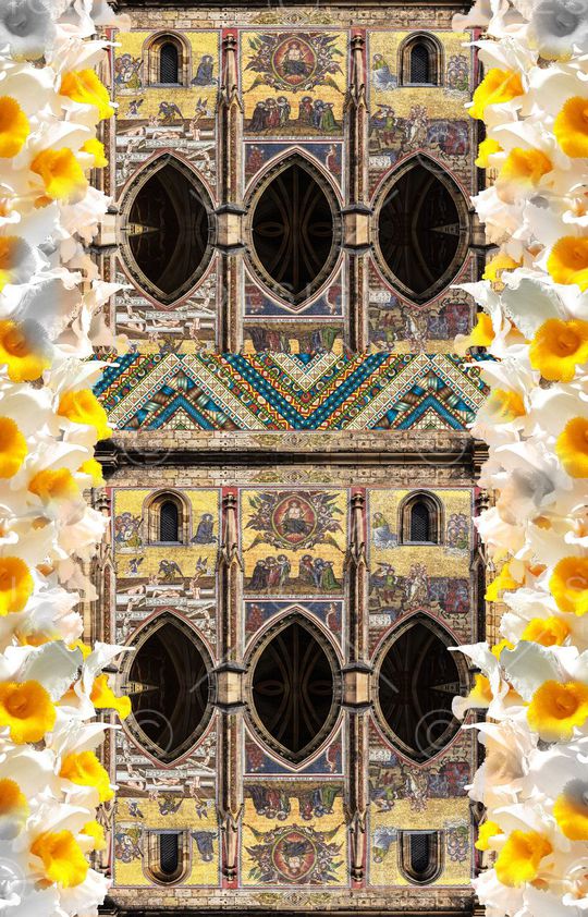 欧式复古建筑印花华亿平台图片