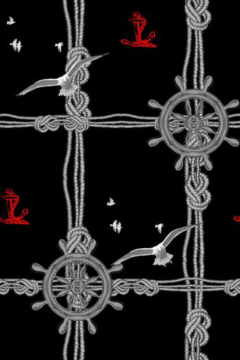 536582-航海风潮 抽象船锚 方向盘绳索海鸥