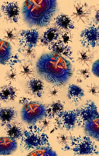 手绘花卉印花华亿平台图片