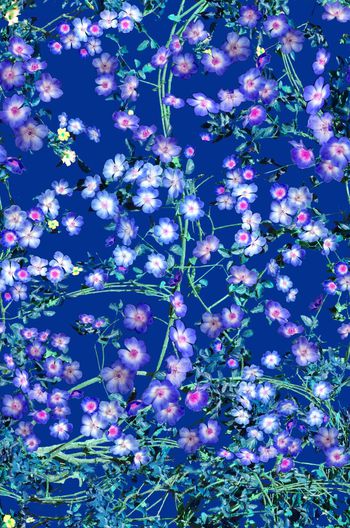 536666-复古 花卉 枝叶 组合 服装 家纺