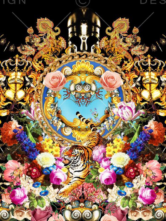 T恤定位图案 二方连续 欧式宫廷风 大牌女装 男士衬衫印花华亿平台图片