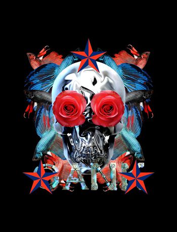 现代抽象骷髅头印花华亿平台图片