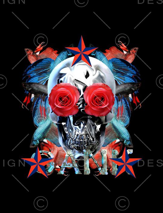 现代抽象骷髅头印花华亿平台图片