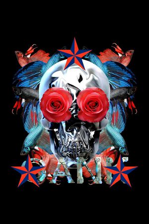 现代抽象骷髅头印花华亿平台图片