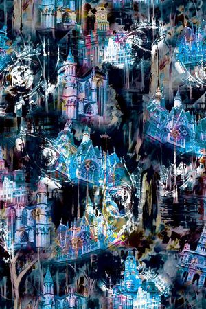 复古欧式建筑印花华亿平台图片