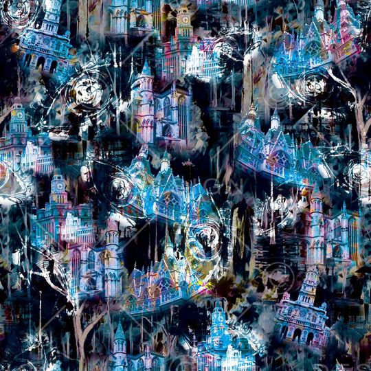 复古欧式建筑印花华亿平台图片