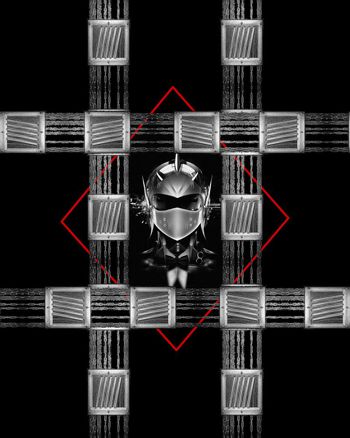 537100-抽象金属链机器面具男装图案