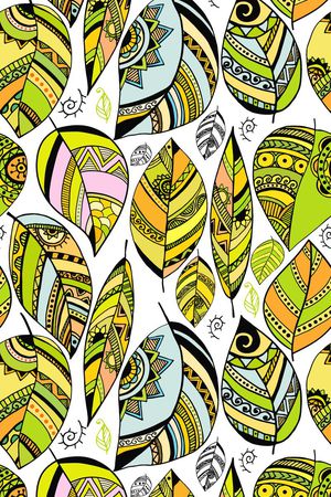 手绘民族风绿树叶印花华亿平台图片