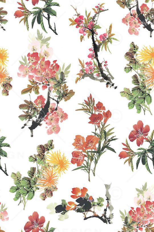 复古中国风牡丹印花华亿平台图片