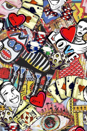 抽象涂鸦印花华亿平台图片