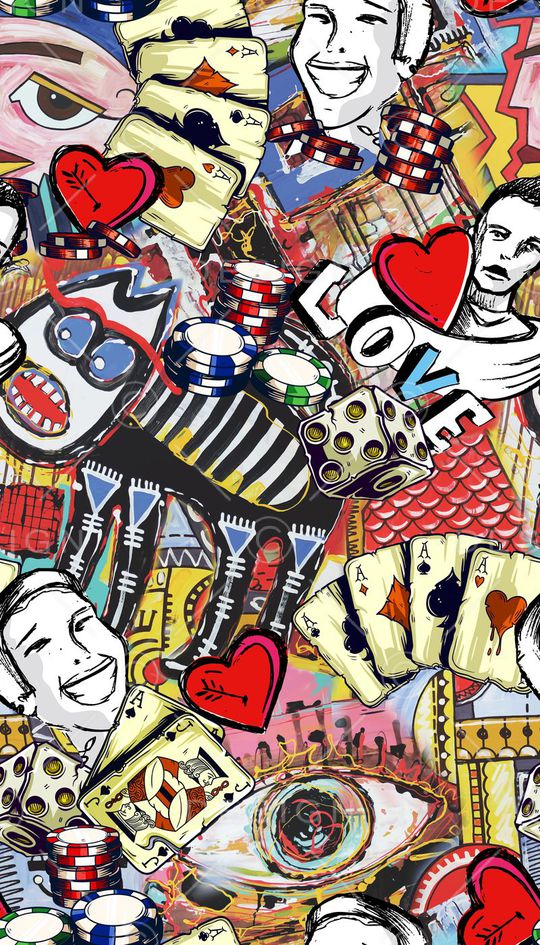 抽象涂鸦印花华亿平台图片