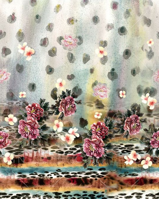 水彩牡丹印花华亿平台图片