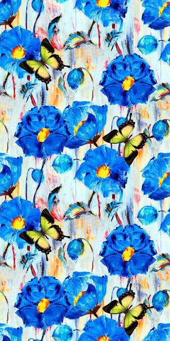 537692-抽象油画花卉蝴蝶图案