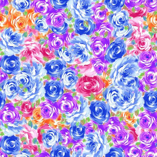 流行时尚 满铺手绘花卉 服装 家纺印花华亿平台图片