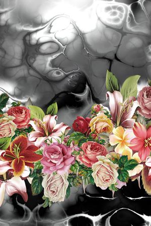 大朵花卉组合印花华亿平台图片