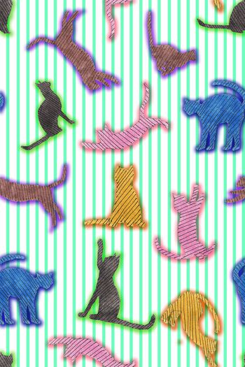 538251-流行时尚条纹线条猫咪