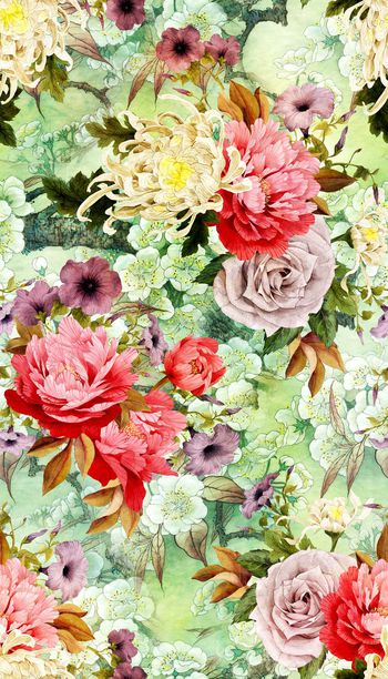 538262-中国风晕染桃花菊花牡丹组合