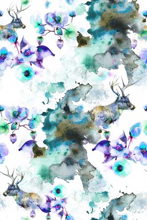 水彩画印花华亿平台图片