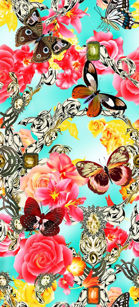 花卉组合印花华亿平台图片