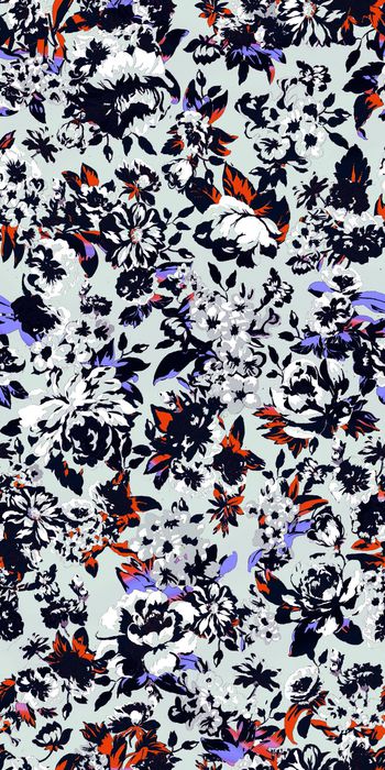 538408-复古艺术撞色手绘笔触蜡笔花卉组合女