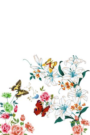 清爽 流行时尚 定位 花卉印花 服装  旗袍 连衣裙印花华亿平台图片